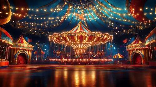 Vintage Circus Carousel with Festive Lights