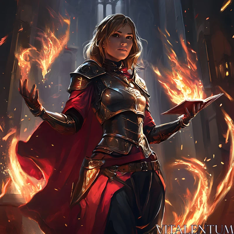 Fiery Guardian: Woman in Armor