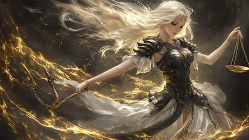 Lady Justice in Golden Light Art