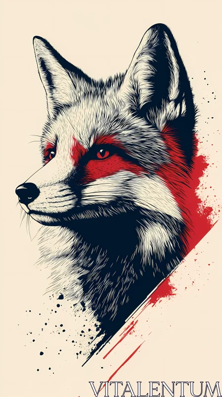 Fox Art with Red Accents