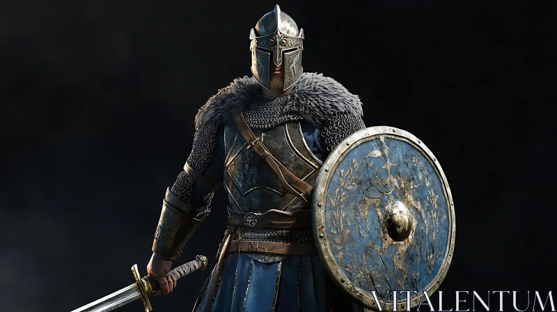 Armored Warrior with Sword and Shield