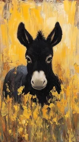 Donkey Portrait in a Field of Blossoms