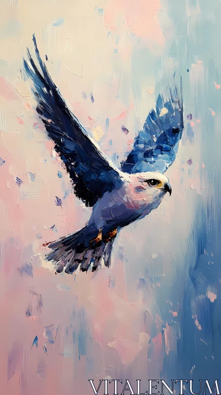 Colorful Bird Soaring in Artistic Pastel Skies