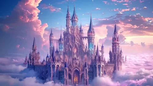 Enchanting Fantasy Castle in a State of Disrepair | Dreamy Pink Sky