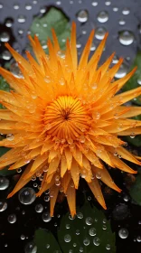 Enchanting Orange Flower with Water Droplets - An Artistic Perspective