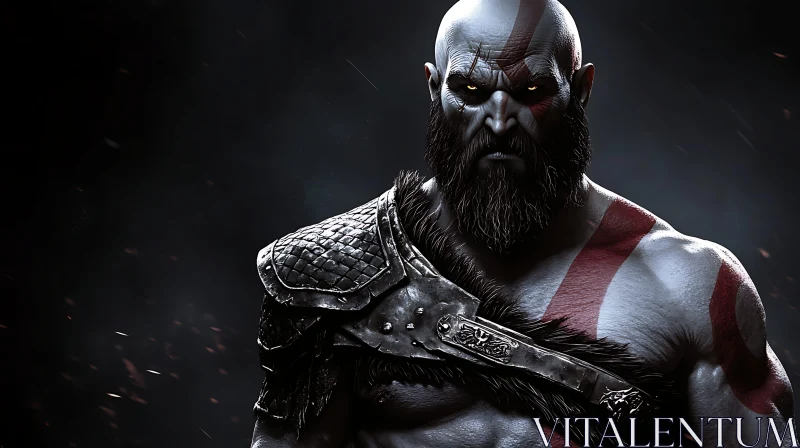 Intense Warrior with Striking Red Mark