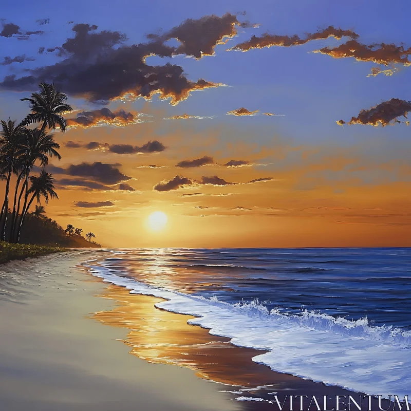 Tropical Beach Sunrise Painting