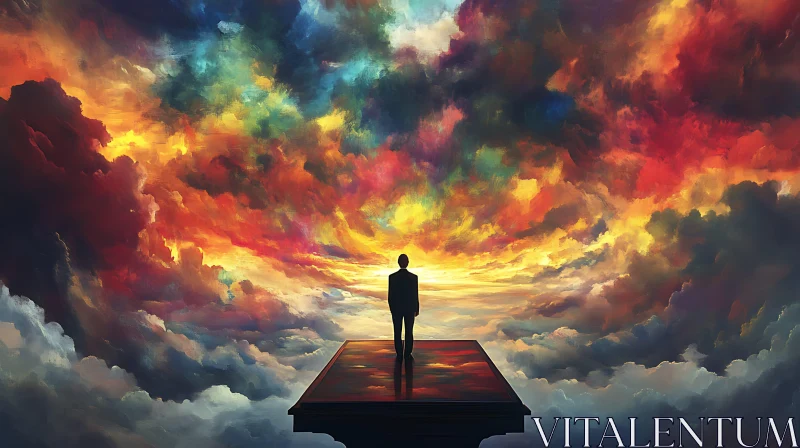 Colorful Clouds and Silhouette of a Man