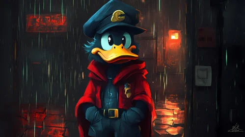 Mystery Duck in Rainy Alley