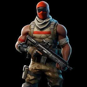 Masked Warrior with Weapon