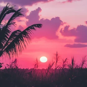 Tropical Sunset with Palm Trees