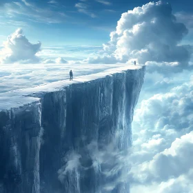 Man on Cliff Edge Above Clouds