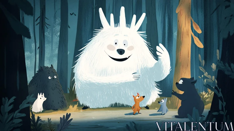 Cartoon Forest Creature Gathering