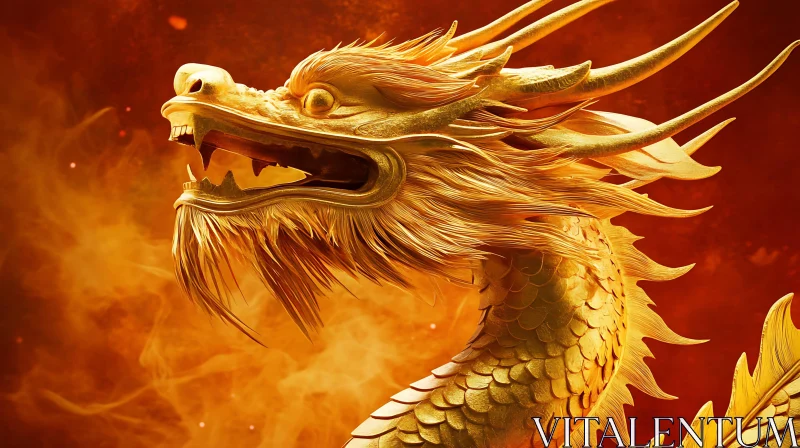 Golden Dragon in Fiery Hues