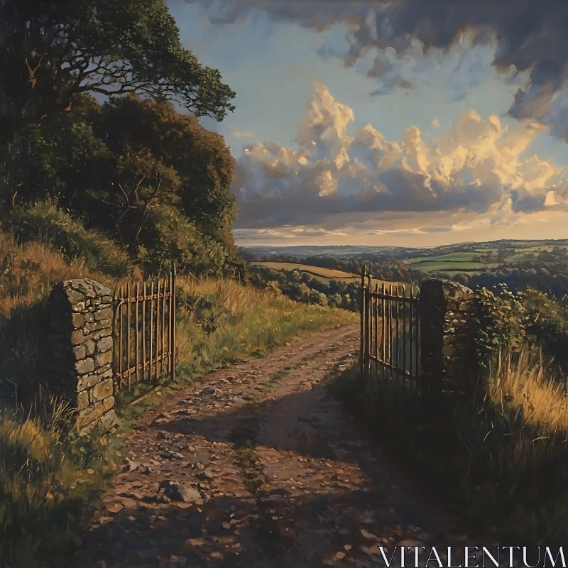 Idyllic Countryside Gate and Path
