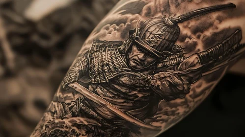 Monochrome Samurai Ink Art