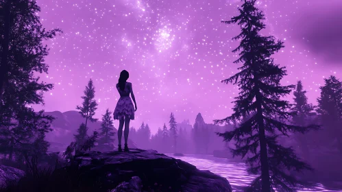 Ethereal Purple Night Scene