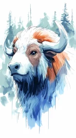 Nature-Inspired Bison Watercolor