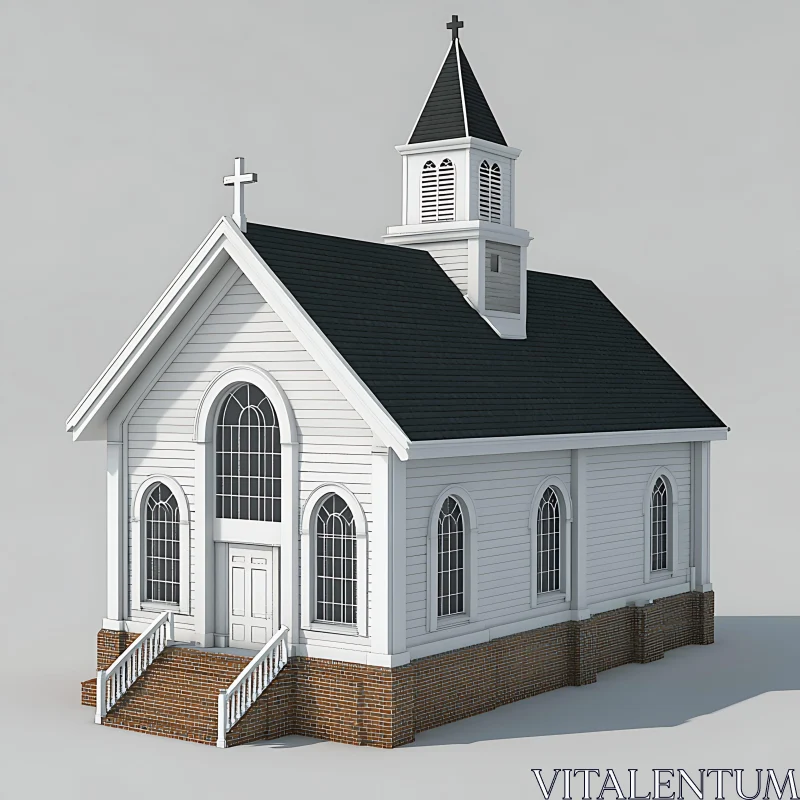 Architectural Rendering of a White Church