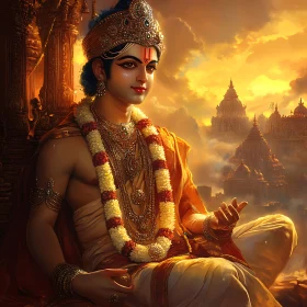 Regal Man with Ancient Temple Backdrop