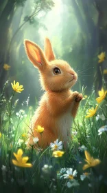 Charming Rabbit in Spring Setting