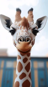 Giraffe Portrait with Unique Patterns