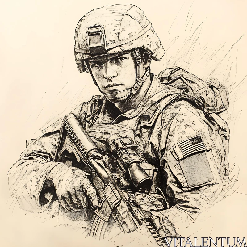 Monochrome Soldier Sketch