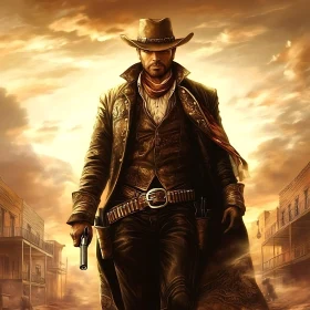Western Gunslinger in Golden Light