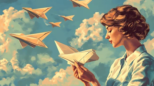 Woman with Paper Plane