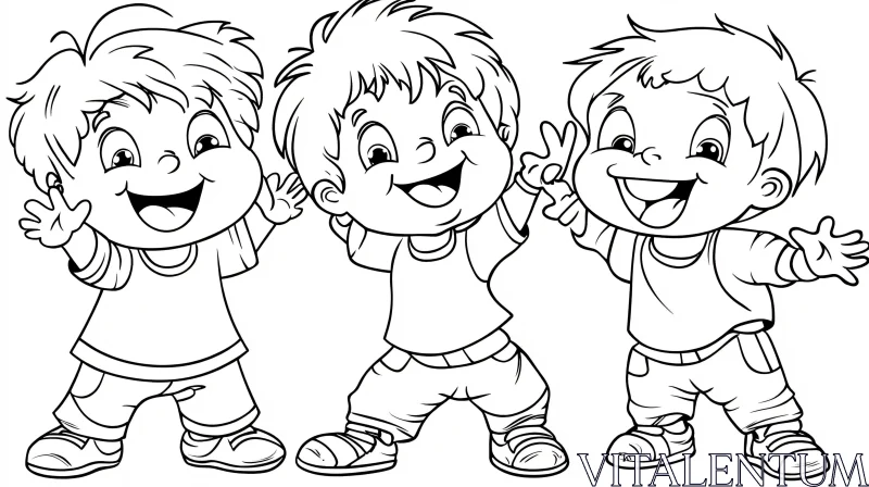 Cartoon of Three Children