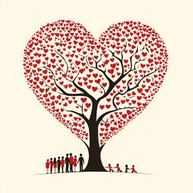 Family Tree of Hearts Art Print