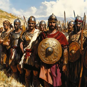 Armored Warriors with Spears and Shields