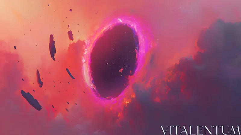 Otherworldly Pink Portal in Cloudy Space