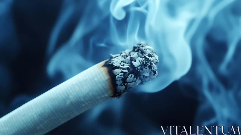 Close-Up of a Burning Cigarette with Smoke