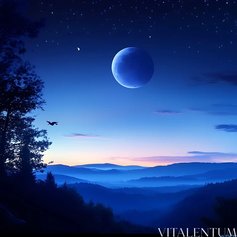 Tranquil Night Above Mountain Ranges