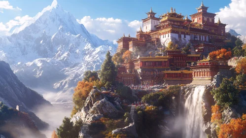 Cliffside Temple with Mountain View