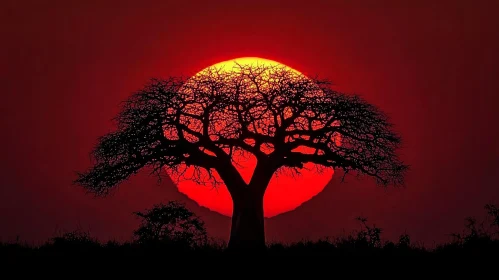 Sunset Tree Silhouette