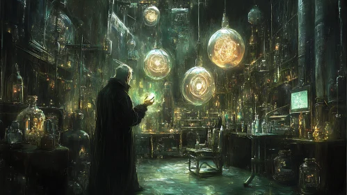 Scientist in a Futuristic Laboratory