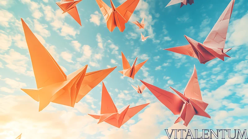 Paper Cranes Flight: A Whimsical Sky Art