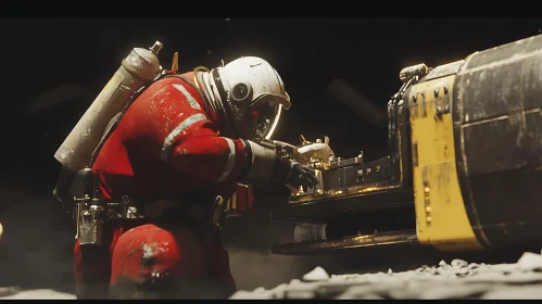 Futuristic Space Repair Scene
