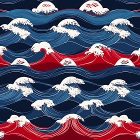 Stylized Sea Waves Seamless Pattern
