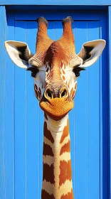 Giraffe and Blue Door Contrast
