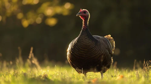 Wild Turkey Portrait in Meadow