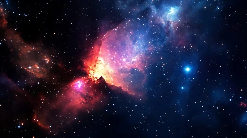 Cosmic Nebula with Starry Night
