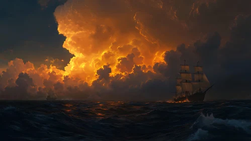Stormy Seas and Golden Skies: A Sailboat's Journey
