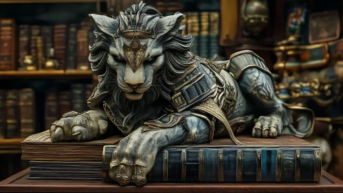 Armored Lion on Books