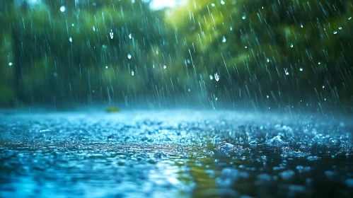 Rainfall Amidst Lush Greenery