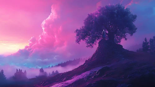 Pink Sky Fantasy Landscape