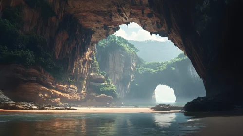 Tranquil Coastal Cave View