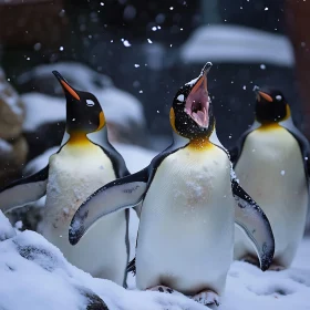 Penguins in the Snow